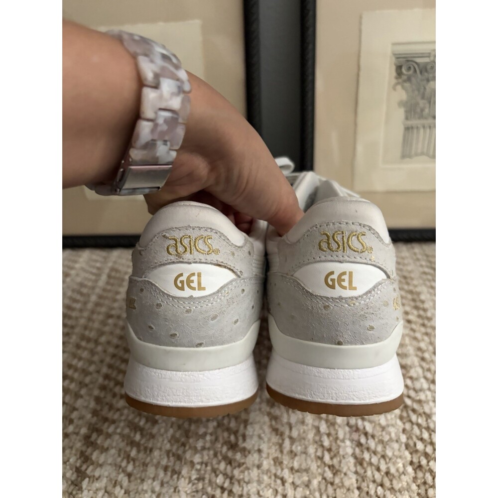 ASICS Gel lyte III Sneaker Women’s 7.5M White Metallic Gold Ostrich Valentine - Picture 5 of 7